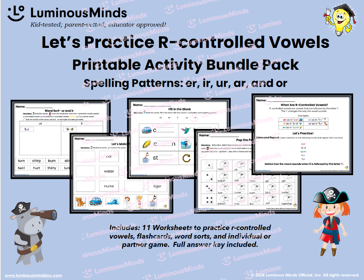 Reading Comprehension Worksheets - R-Controlled Vowels Bundle Pack