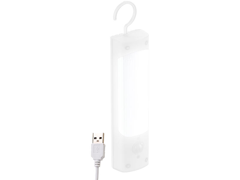 Lunartec 4in1AkkuLEDLampe mit Bewegungsmelder und USBLadefunktion
