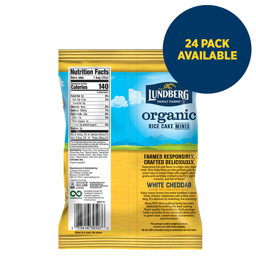 Organic Rice Cake Minis White Cheddar Products Lundberg Family Farms