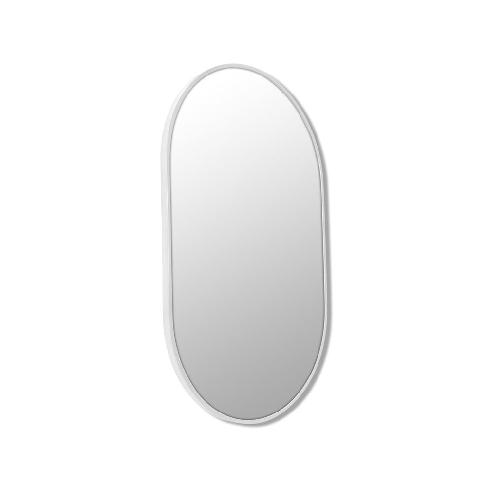 White Pill Shape Metal Framed Bathroom Mirror Luxe Mirrors