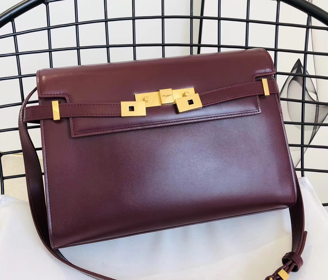 Saint Laurent Manhattan shoulder bag in smooth leather YSL553742wine