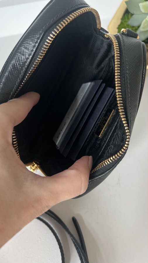 Prada Saffiano Mini Camera Crossbody Bag Black LVLENKA Luxury Consignment