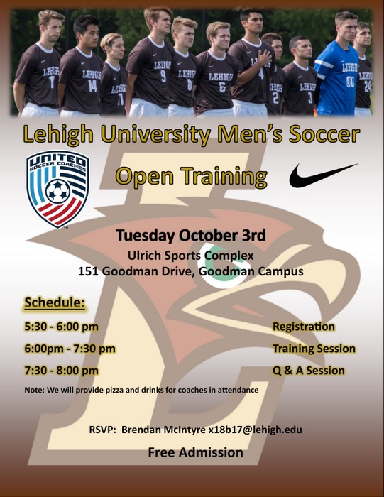 Lehigh Men's Soccer Open Training Lehigh Valley Youth Soccer League