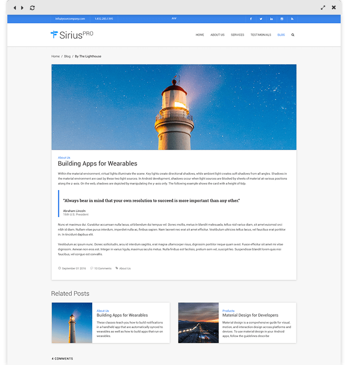 Sirius Pro - Multipurpose Material Design WordPress Theme