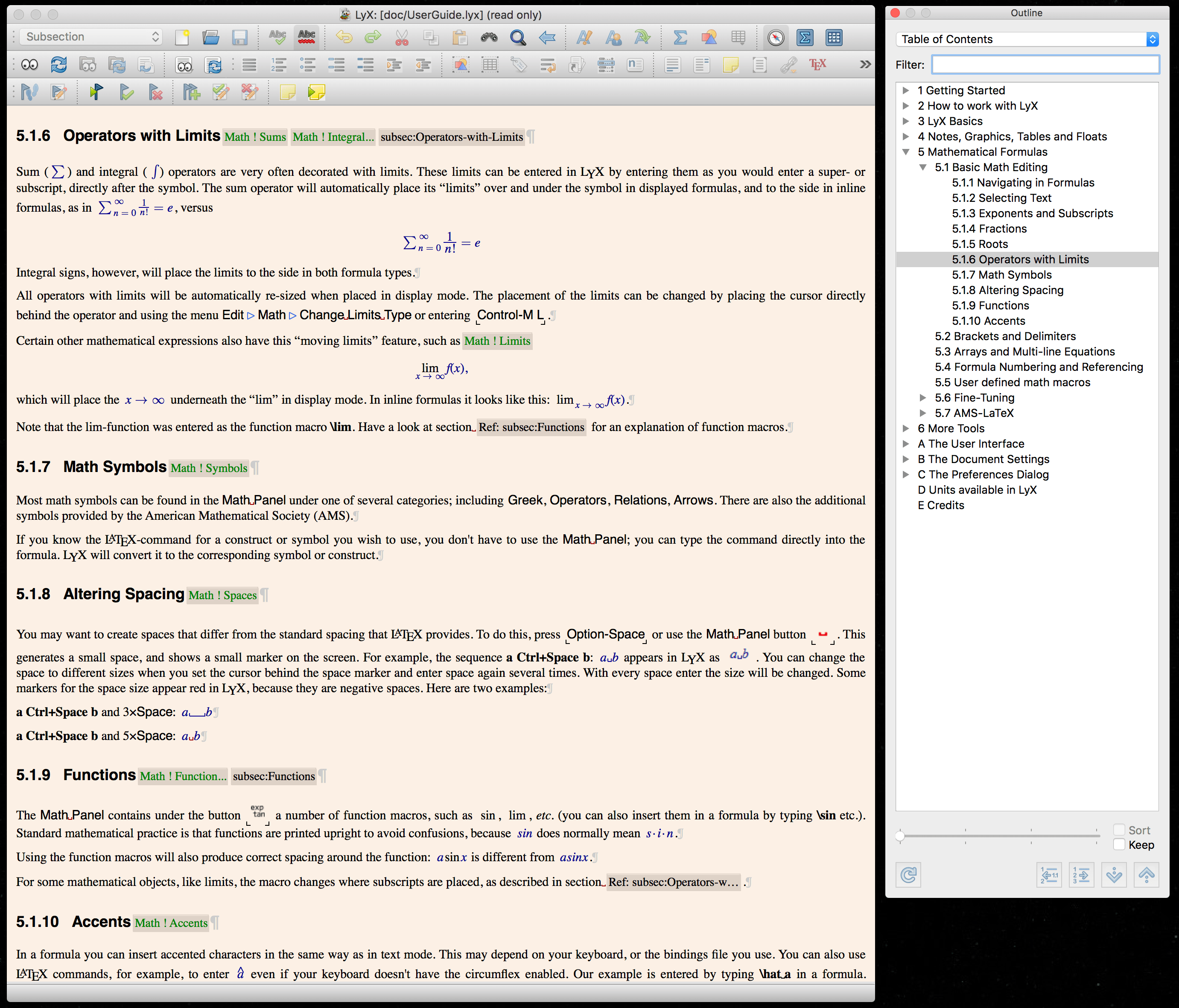 LyX Screenshots