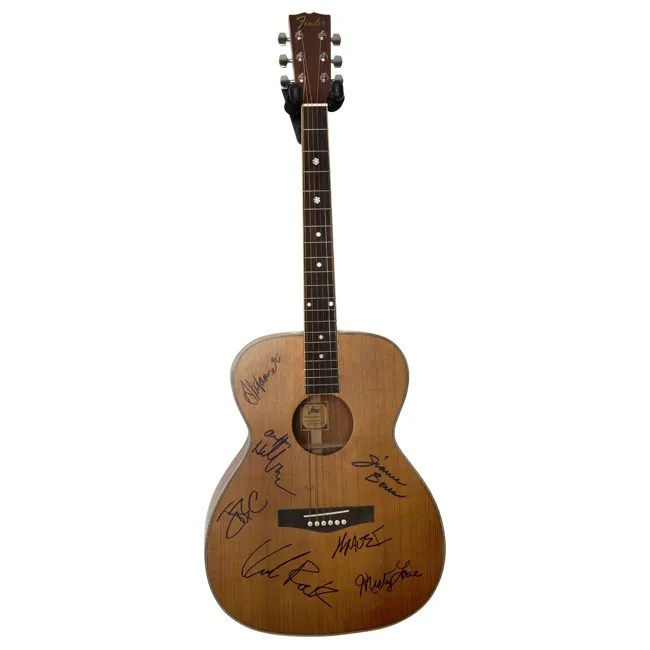 Kid Rock Band Signed Fender Light Mahogany Acoustic Styled Guitar