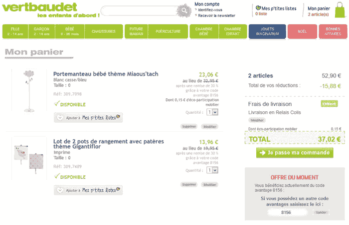 Code promo Vertbaudet » 15 réductions + 5 € cumulables soldes 2017