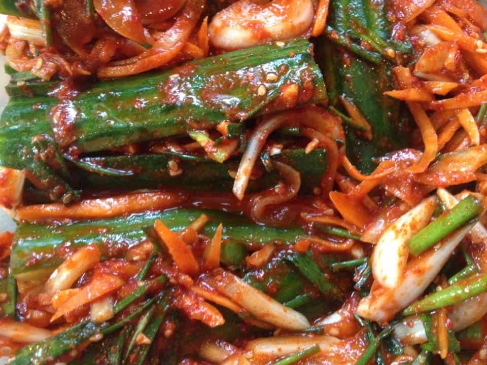 Korean food photo Oisobagi kimchee (Stuffed cucumber kimchi) on