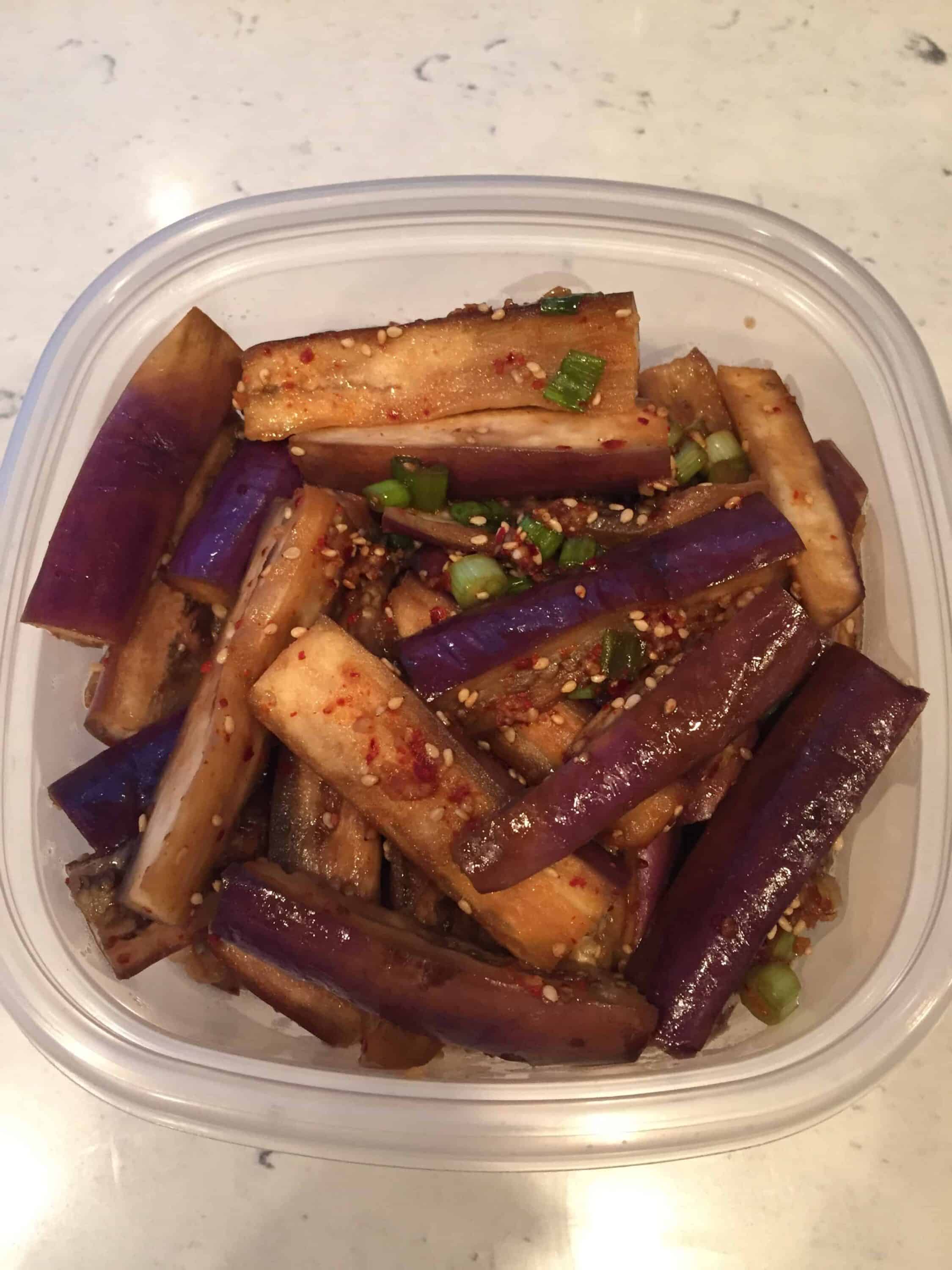Korean food photo Eggplant banchan on