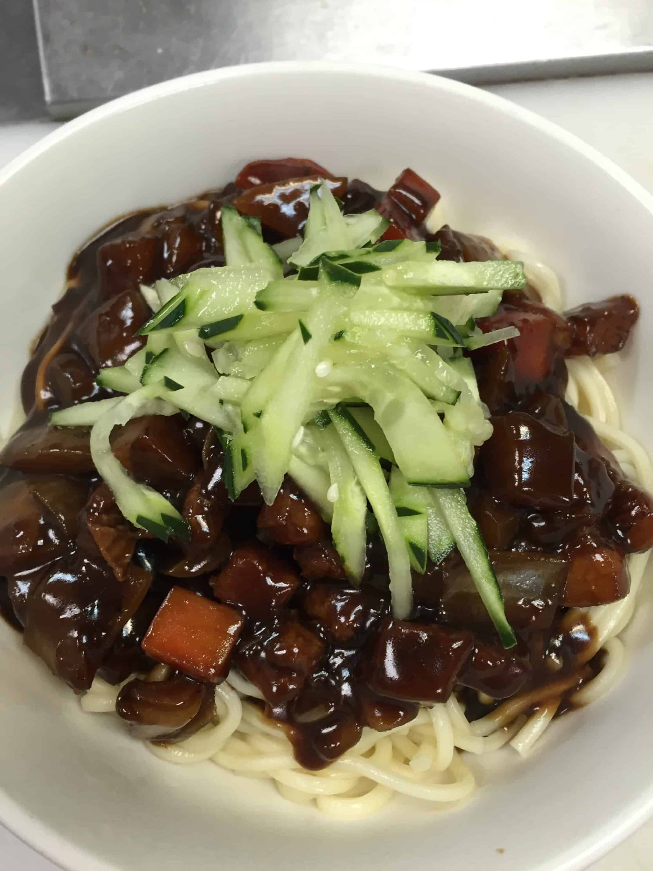 Korean food photo Black bean noodles on