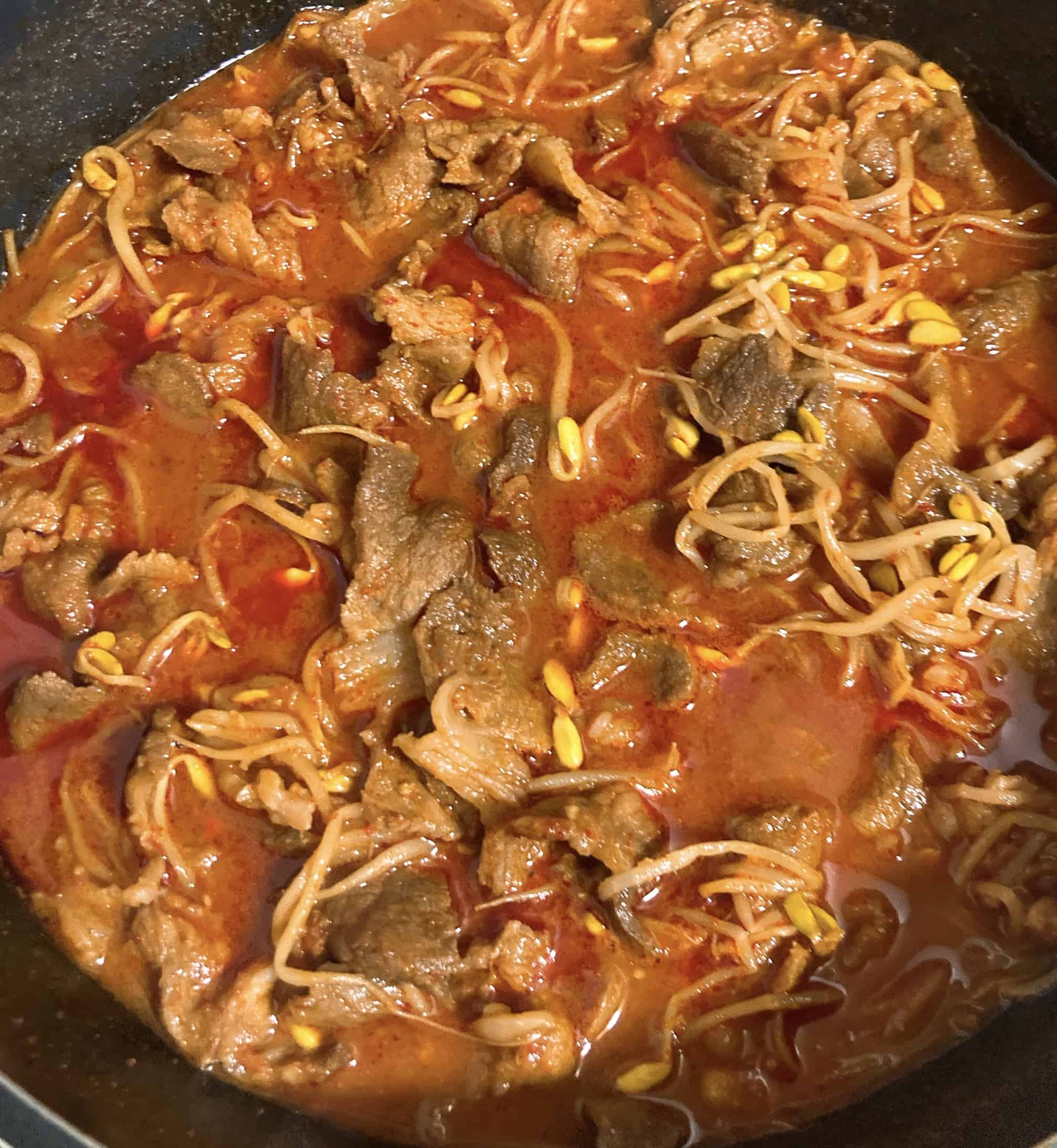 Korean food photo Jeyukdeopbap with soybean sprouts on