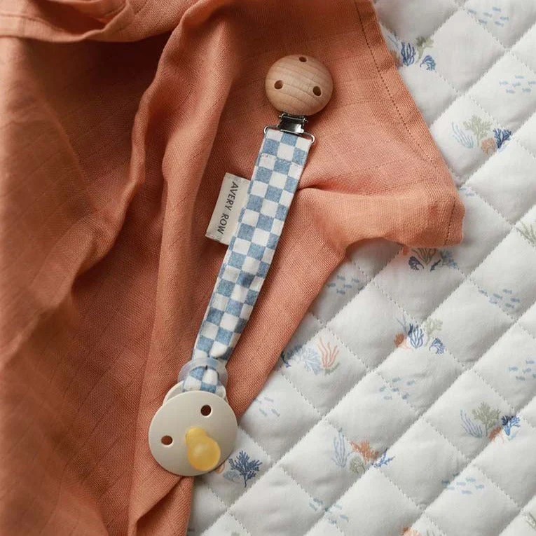 Avery Row Organic Pacifier Holder Waves Mabel & Fox