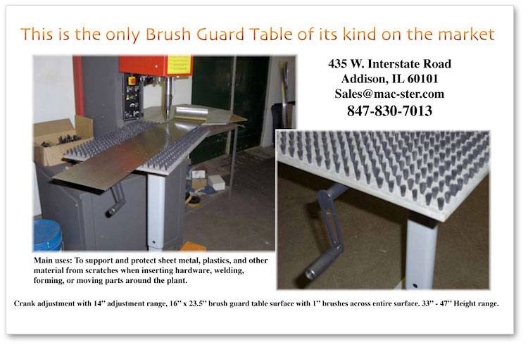 Chicago Sheet Metal Fabrication Brush Guard Table