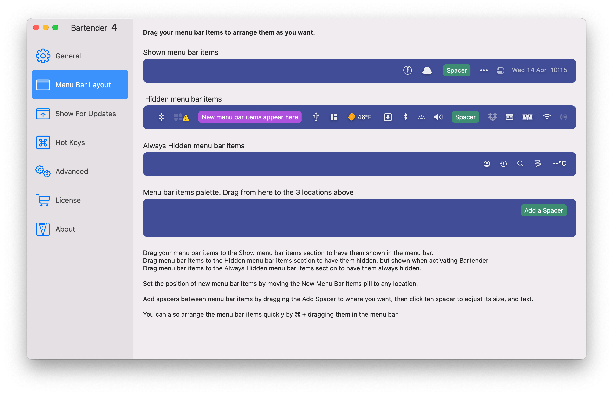 Bartender 4 Take control of your Menu bar