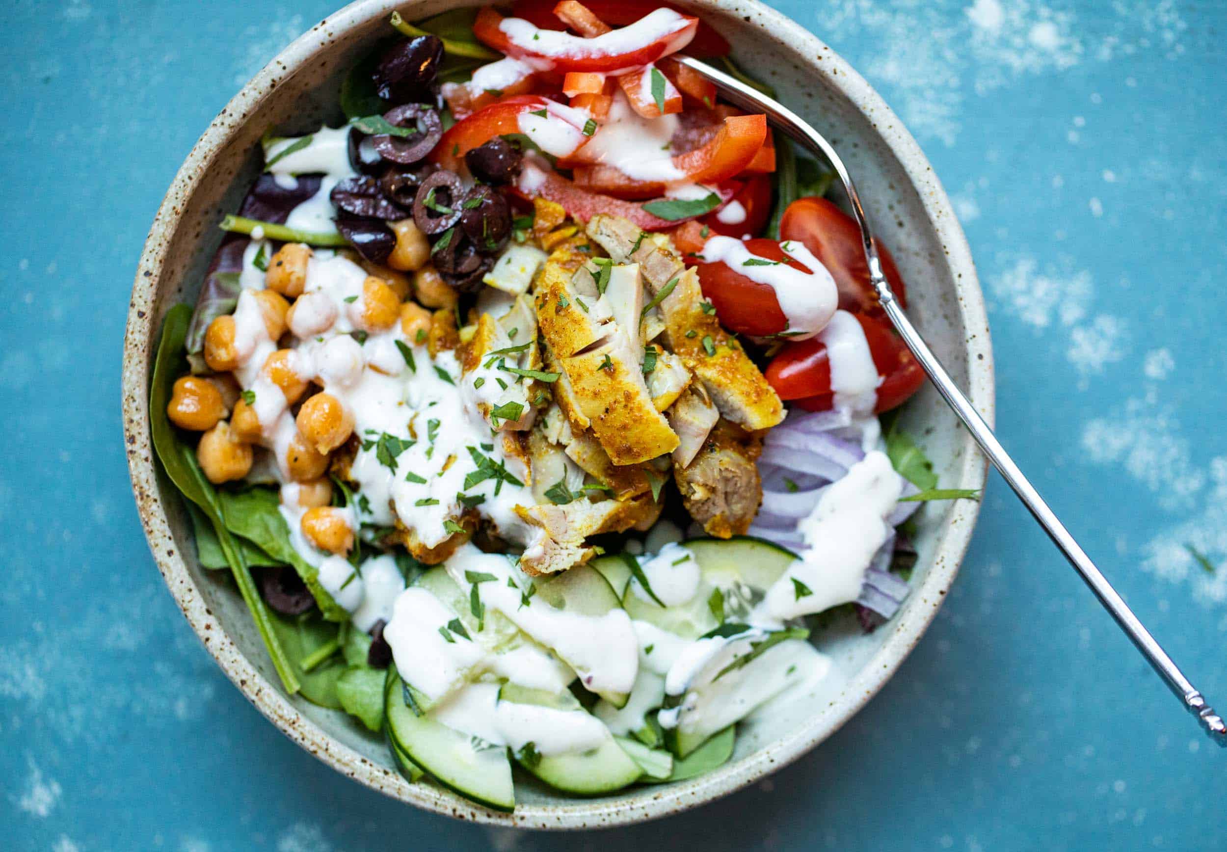 Chicken Shawarma Inspired Bowls with Roast Garlic Sauce Macheesmo