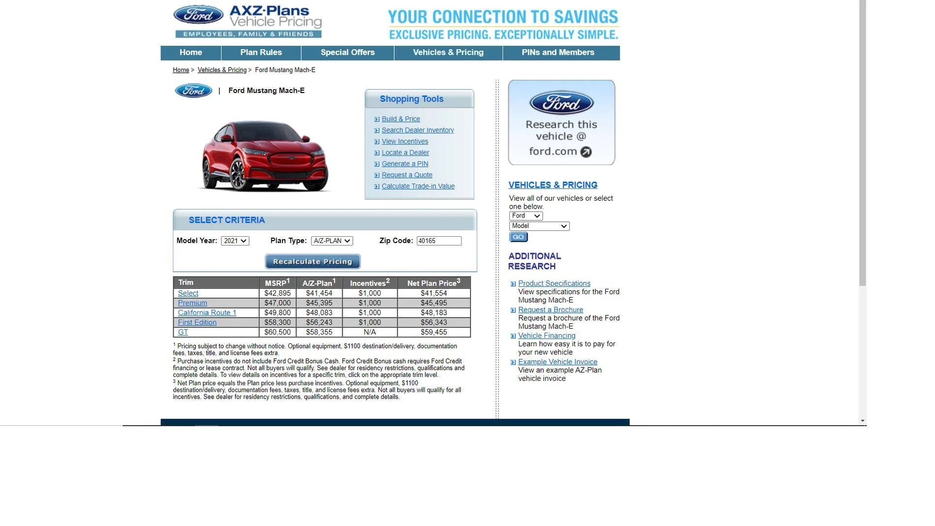 A/Z Plan Pricing? MachEforum Ford Mustang MachE News, Owners