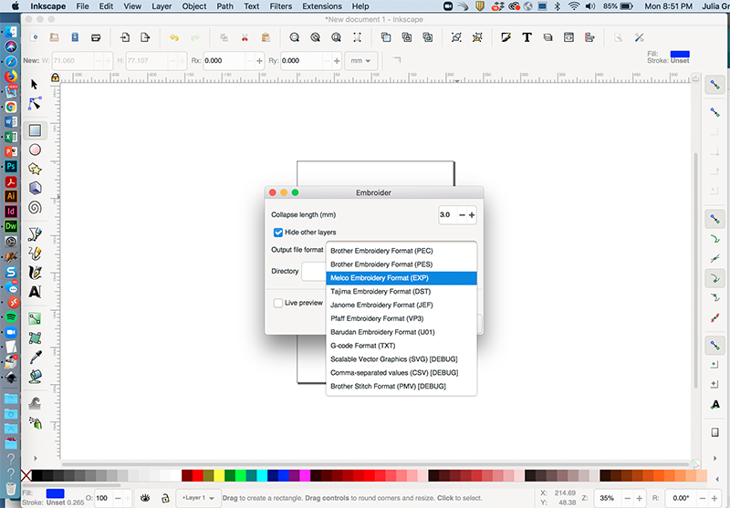 Ink/Stitch a free embroidery digitizing program