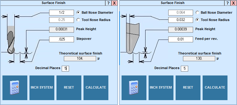 EditCNC Surface Finish calculator