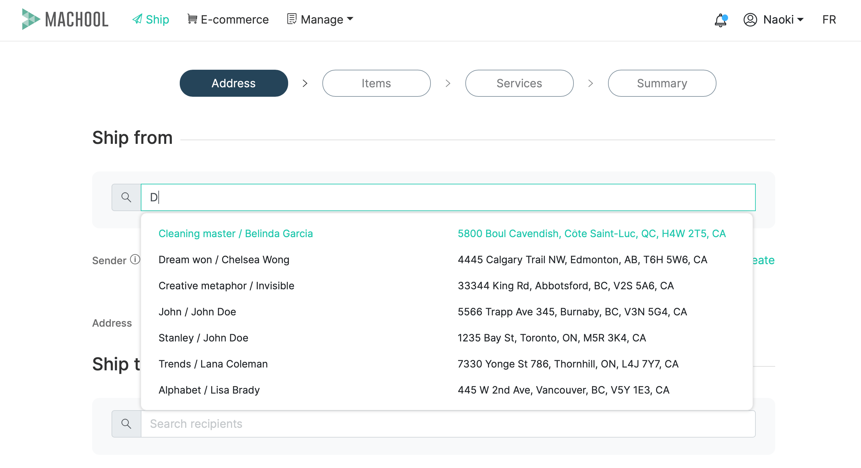 Alternate sender addresses are now supported Machool