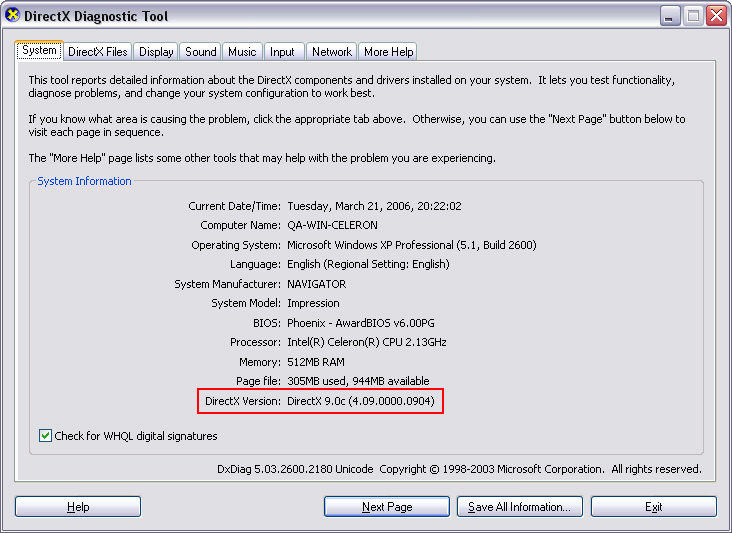 How to determine your DirectX Version