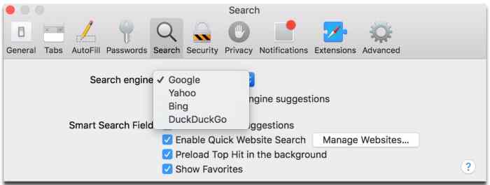 How to make google the default search engine on mac