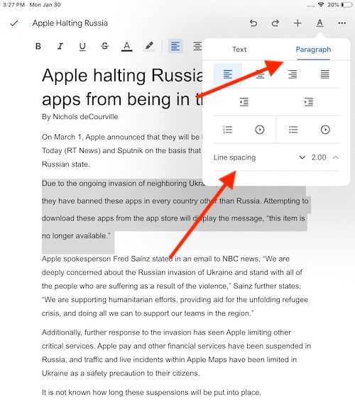How to Double Space in Google Docs with an iPad The Mac Observer