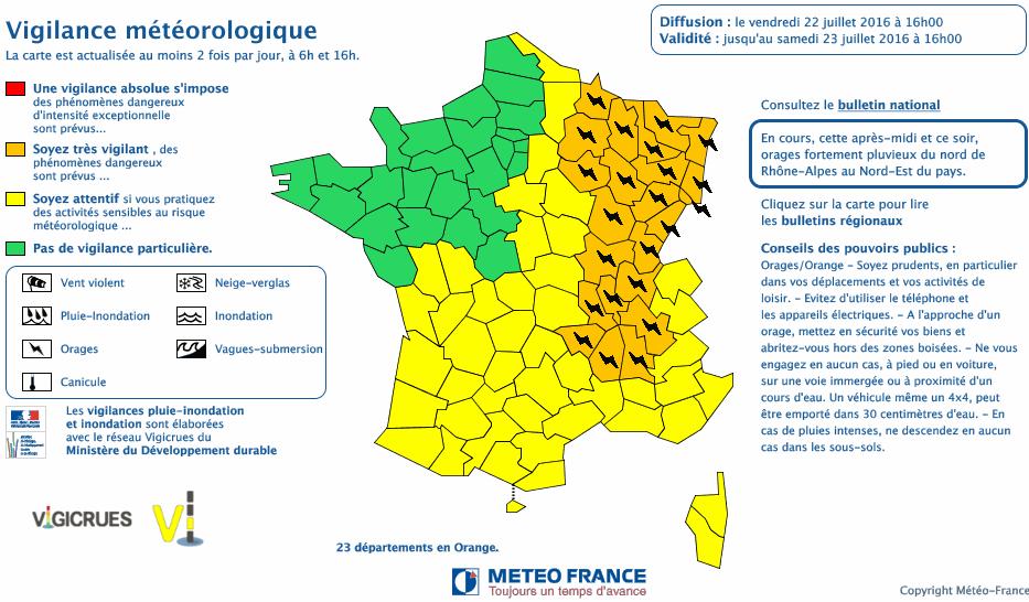 Météo 6 départements de en alerte orange
