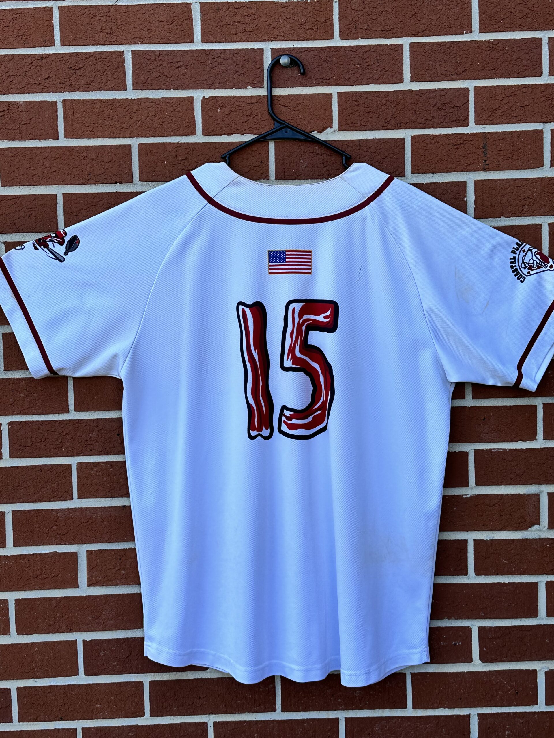 Macon Bacon Game Worn White Jersey 15 Size Large