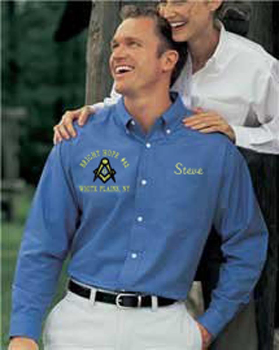 Masonic Blue Lodge Long Sleeve Oxford Shirt