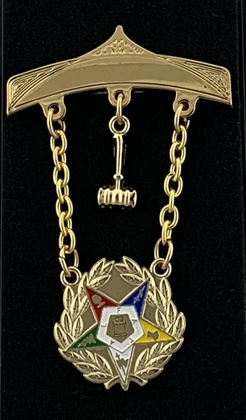 Eastern Star Matron/ Past Matron Gold Plate swinger Jewel.