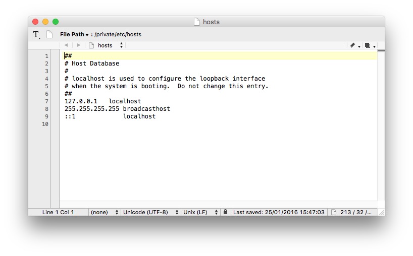Modifier fichier Hosts Mac OS X