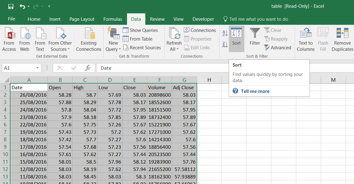 How to sort by distance in excel