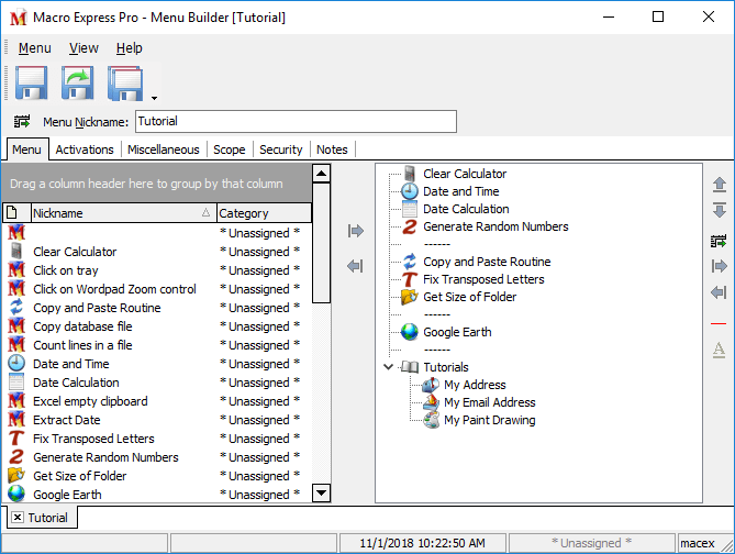 Screenshots Macro Express