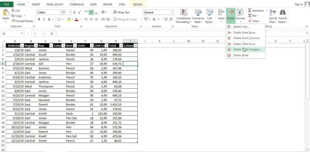 How to add a column in Excel?