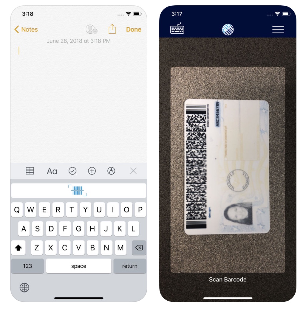 Kool Tools CortexWedge, an iOS barcode scanning keyboard