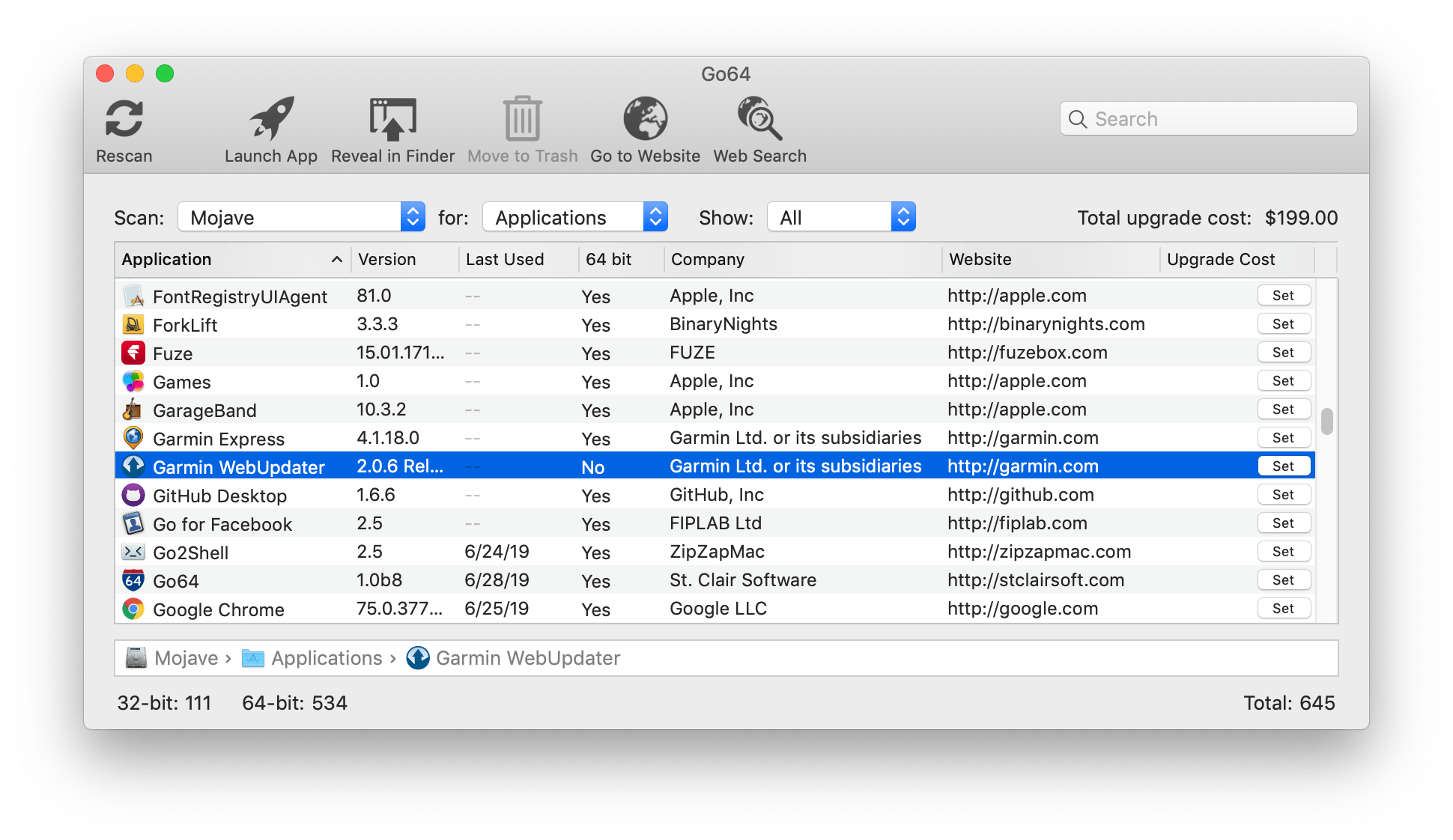 Go64 checks for 32bit apps with macOS 10.15 Catalina
