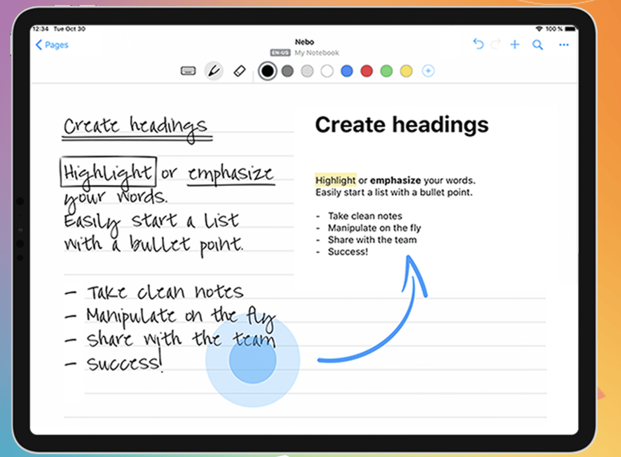 Nebo 2.6 for iOS offers improved digital notetaking speed