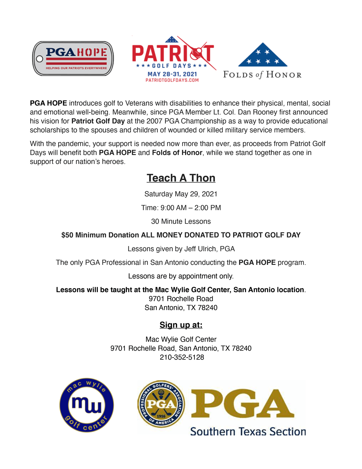 Patriot Day in SA Mac Wylie Golf Center