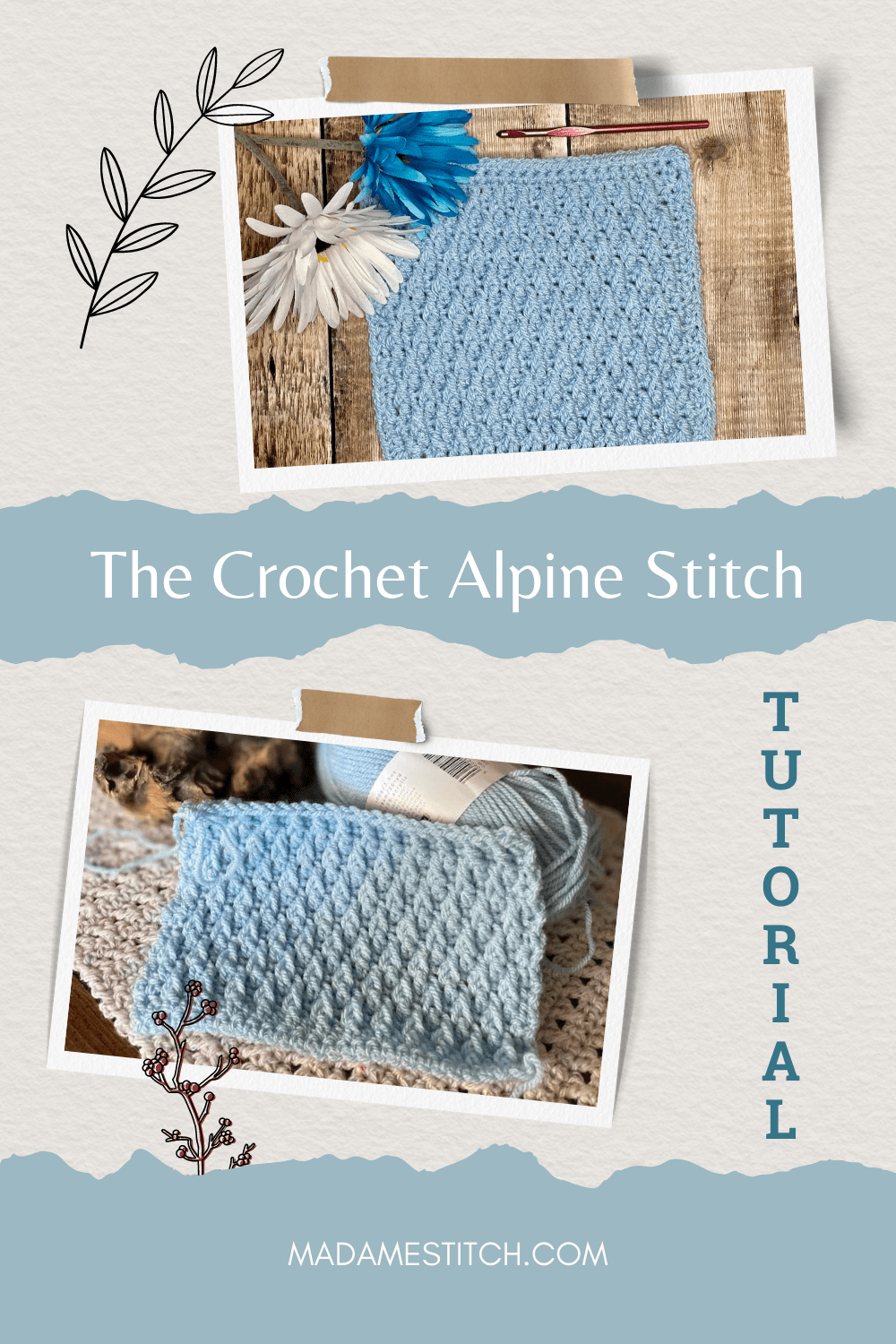 Learn the crochet alpine stitch with this tutorial MadameStitch
