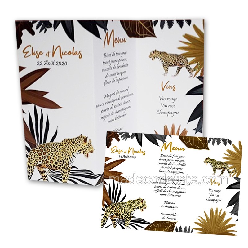 Menu decoratif jungle leopard