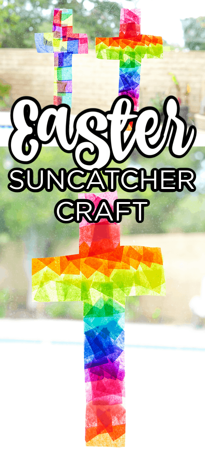Easter Tissue Paper Suncatcher Craft Made with HAPPY