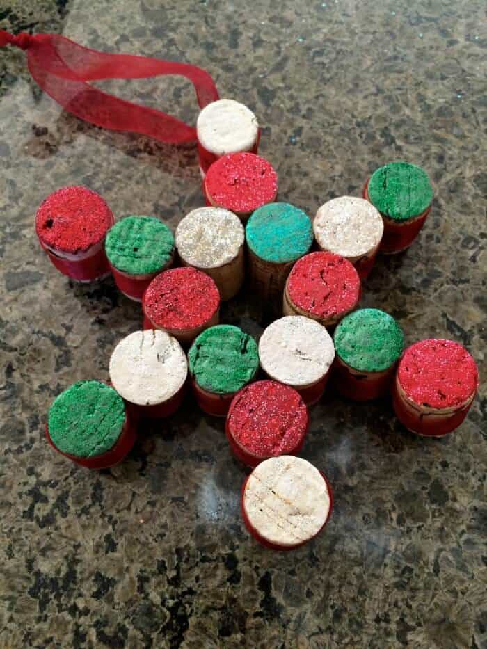 Easy Wine Cork Snowflake Ornaments Made with HAPPY