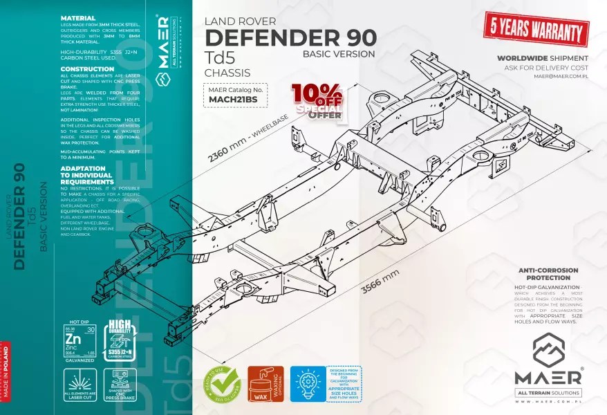 Land Rover DEFENDER 90 Td5 chassis BASIC