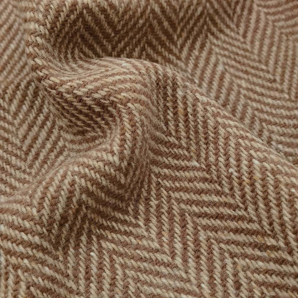 Rust Brown Herringbone Donegal Tweed Fabric