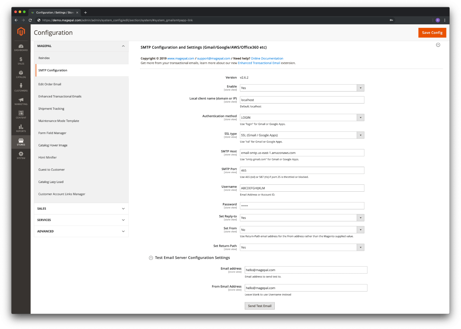 How to configure Amazon Simple Email Service (SES) in