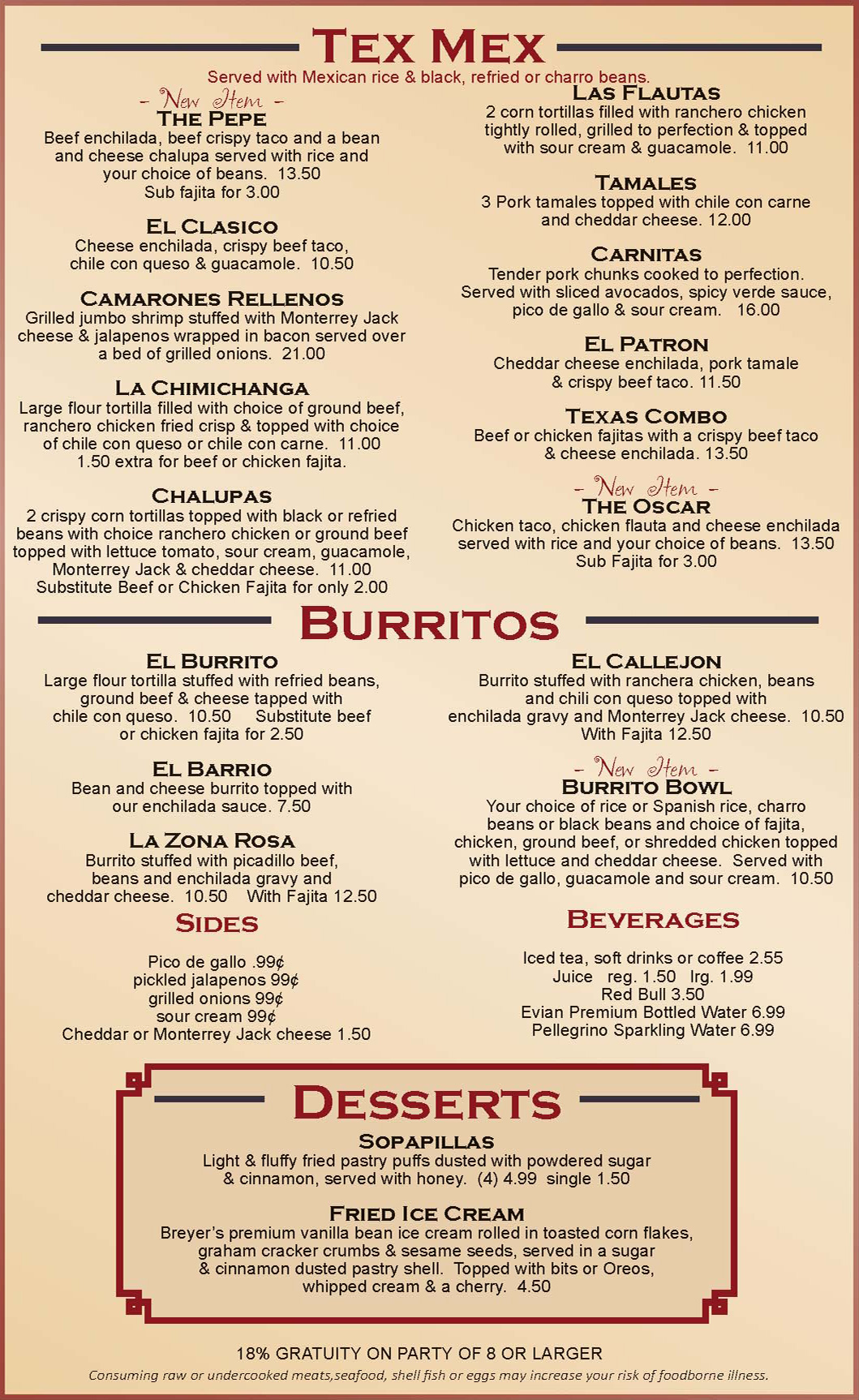 Menu Maggie Rita's Mexican Kitchen