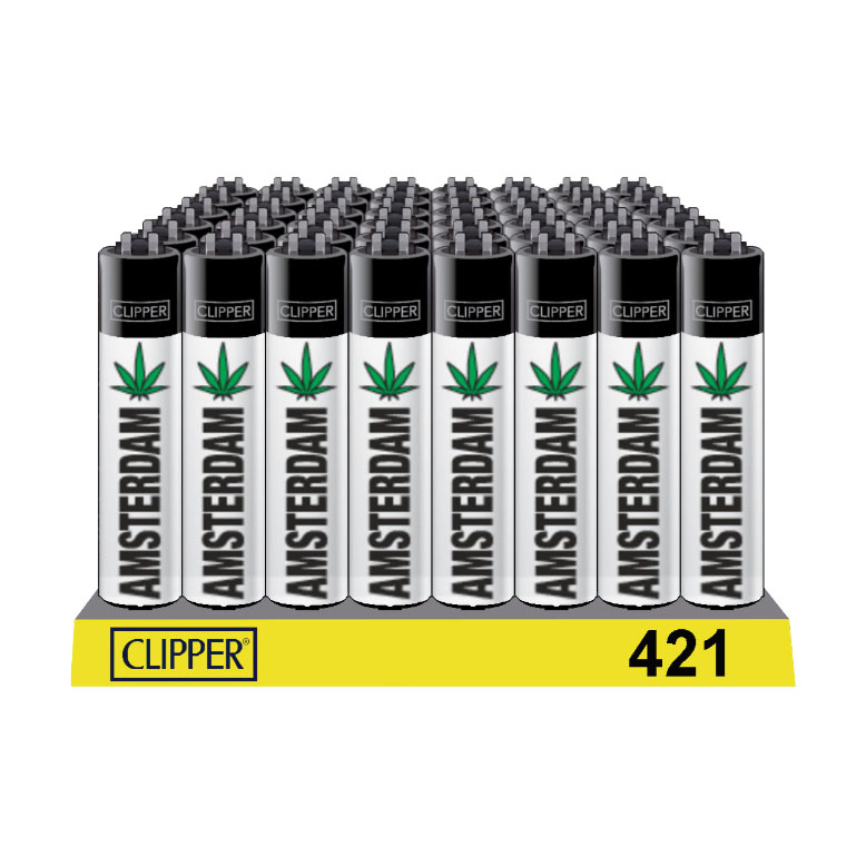 421 Amsterdam Leaf White CLIPPER® Lighters Classic Large x48pcs Magic