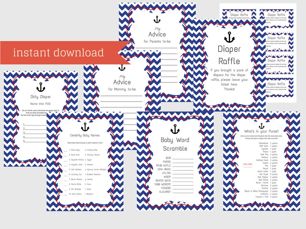Nautical Boy Baby Shower Games Magical Printable