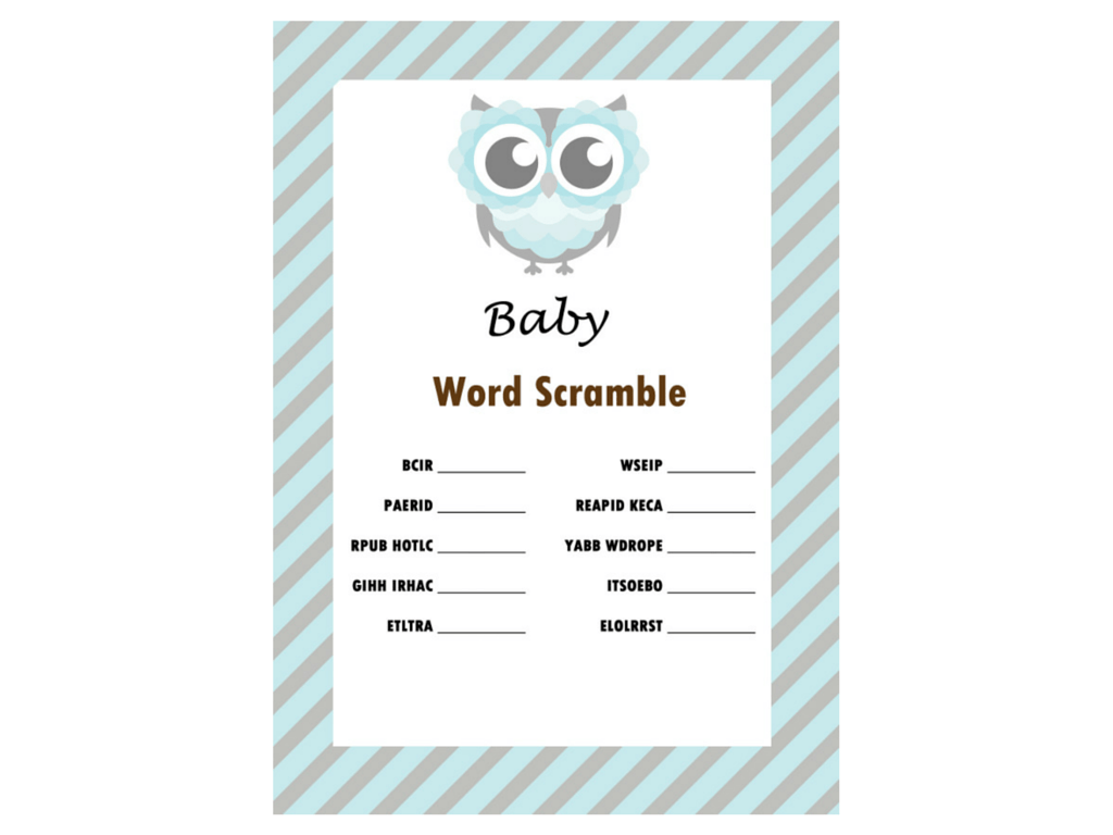 Boy Owl Themed Baby Shower Games Magical Printable