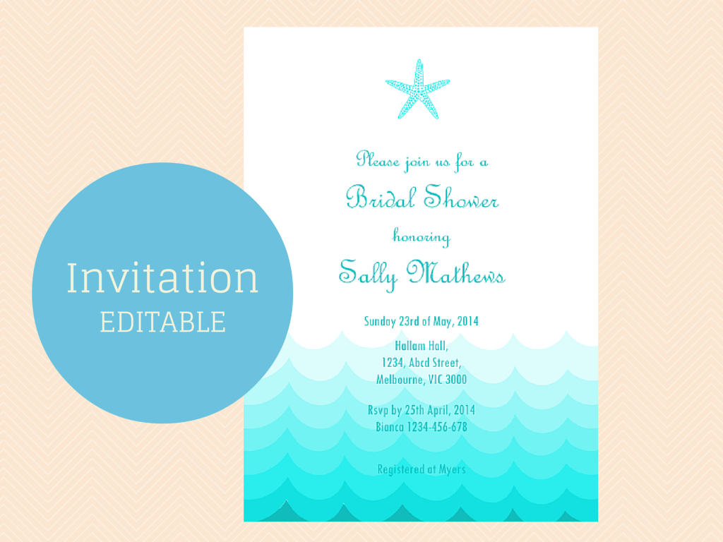Summer Beach Editable Invitation Magical Printable